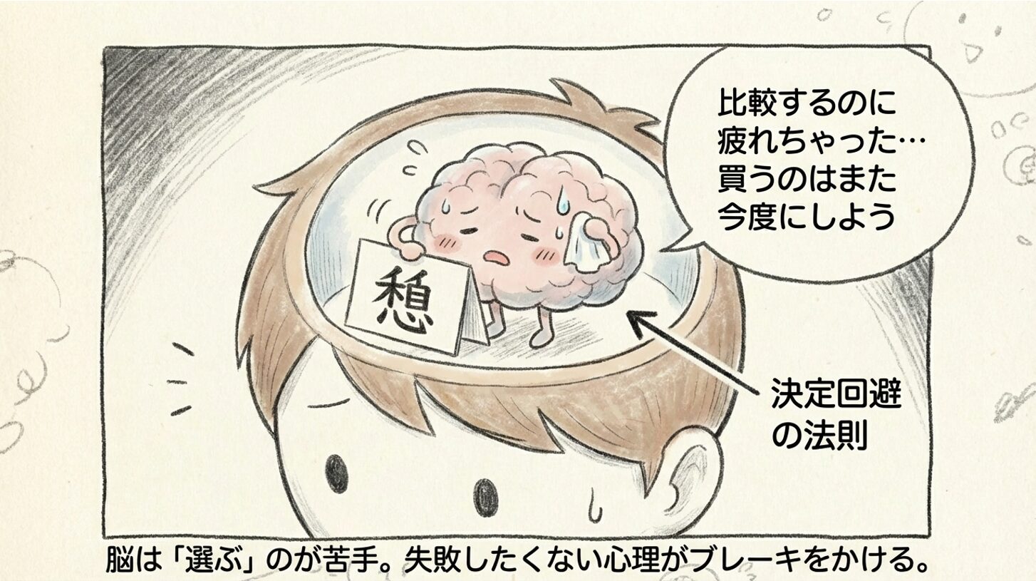 比較に疲れて買うのをやめる(決定回避)